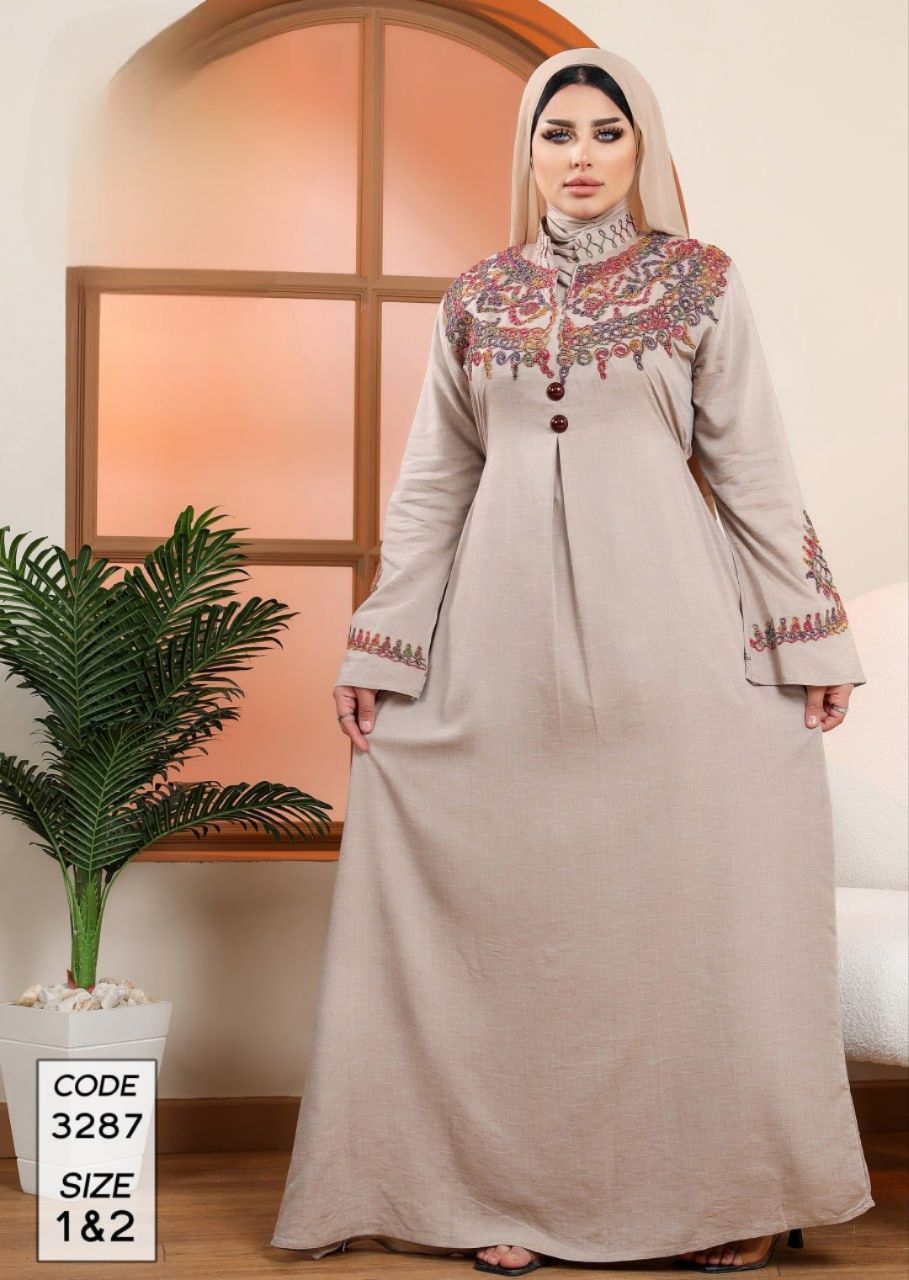 دار الجلابية - عباية كتان بتطريز يدوي - Image 7