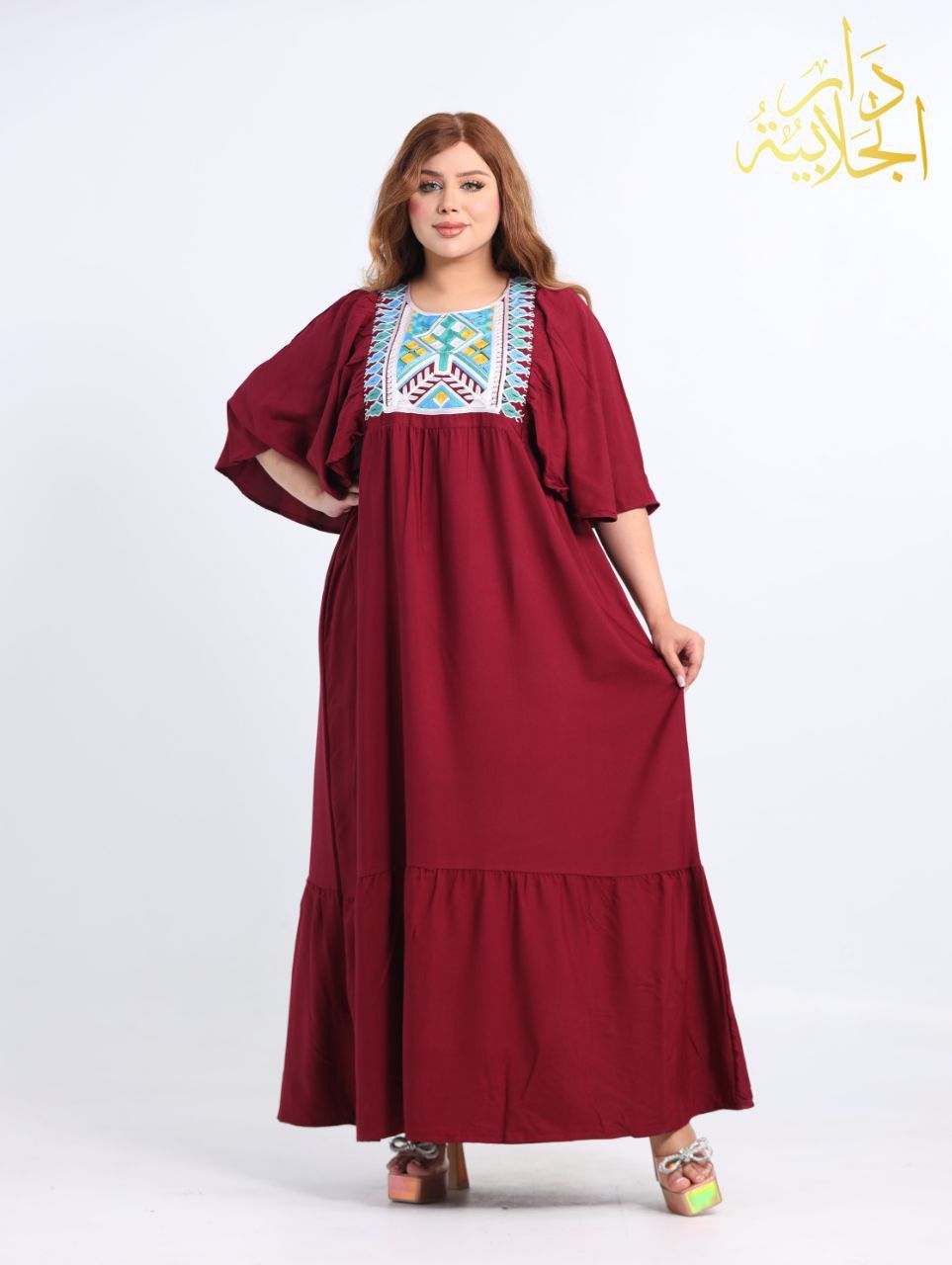 دار الجلابية - جلابية قطن بكم مروحة و تطريز - الصورة 2