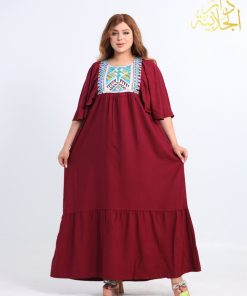 دار الجلابية - جلابية قطن بكم مروحة و تطريز