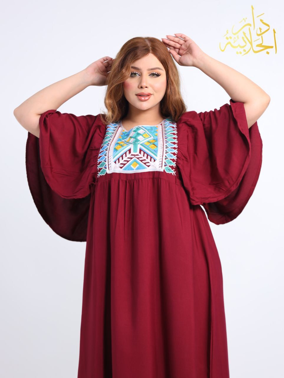 دار الجلابية - جلابية قطن بكم مروحة و تطريز - الصورة 4