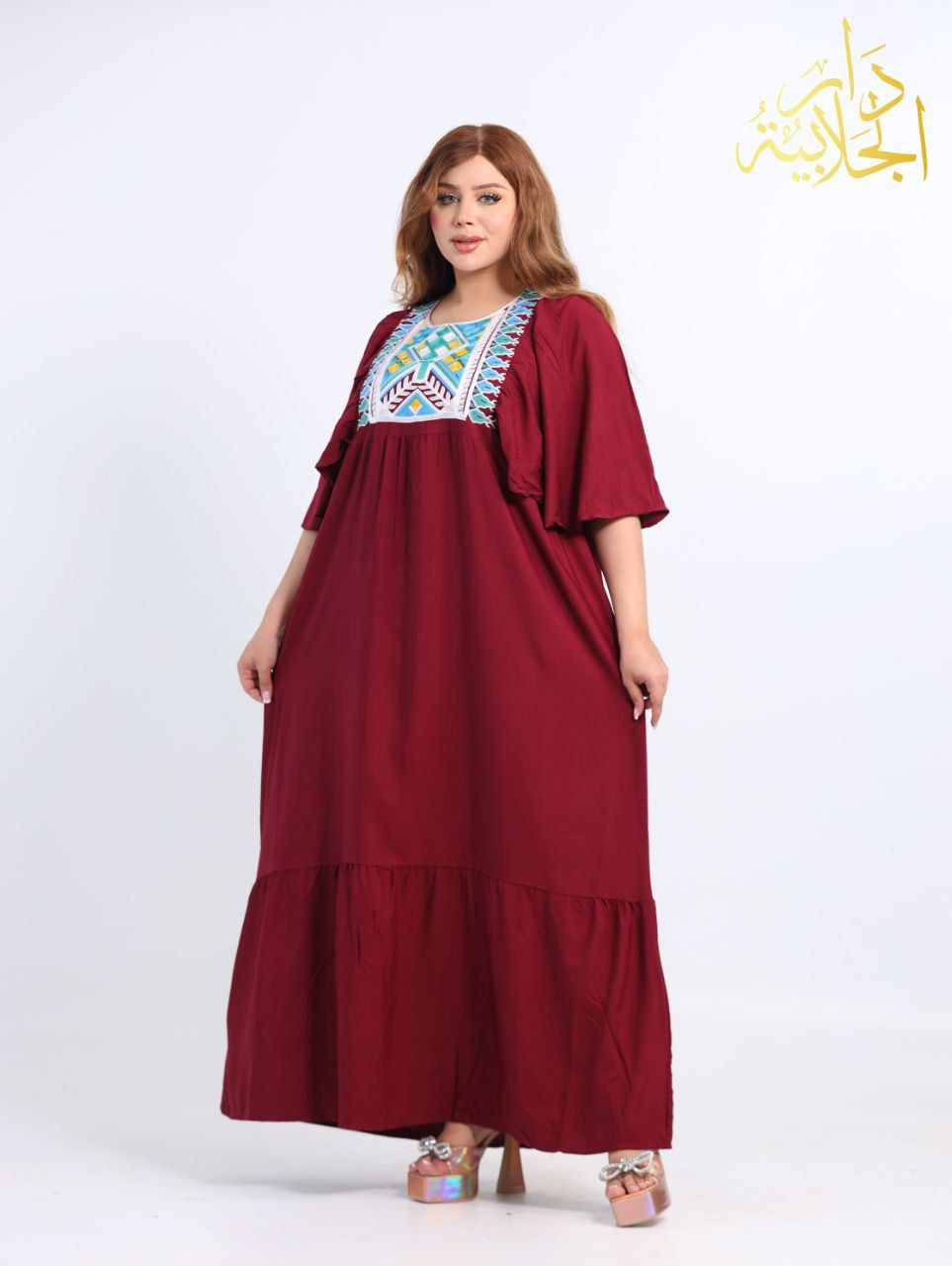 دار الجلابية - جلابية قطن بكم مروحة و تطريز - الصورة 3