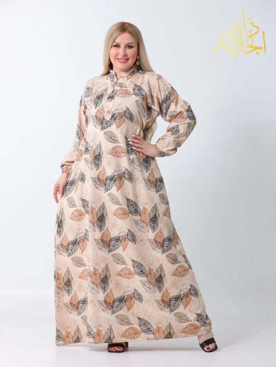 دار الجلابية - عباية كتان مشجر - Image 2