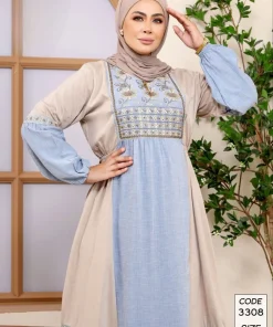 دار الجلابية - عباية كتان مطرزة ترتر