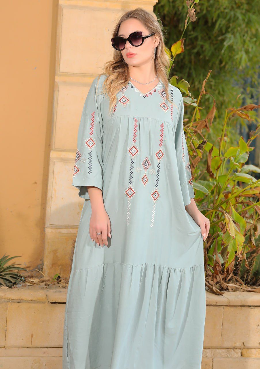 دار الجلابية - جلابية قطن مطرزة ايتامين سيناوي - الصورة 3