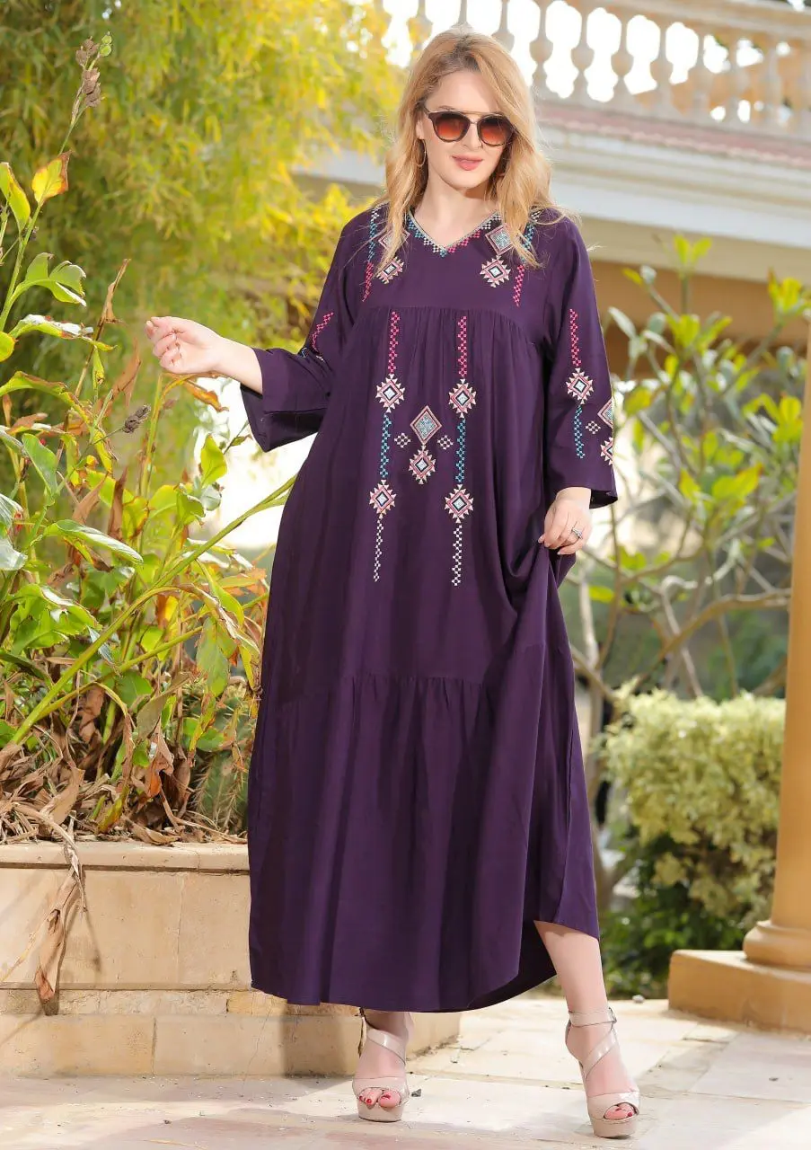 دار الجلابية - جلابية قطن مطرزة ايتامين سيناوي - الصورة 2