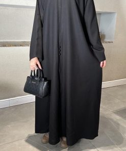 Alternative view of عبايات بيست - عباية نص كلوش سوداء سادة-225
