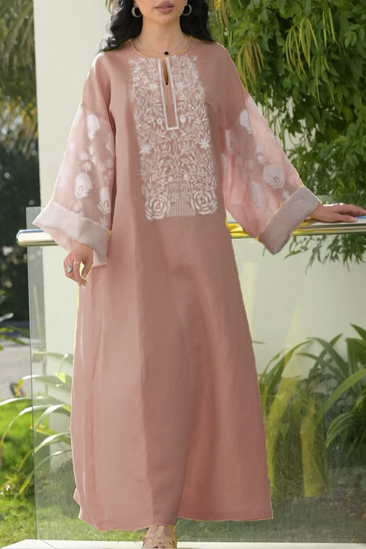 فيفيتش - فساتين ماكسي فضفاضة مطرزة بنقوش زهرية - أخضر