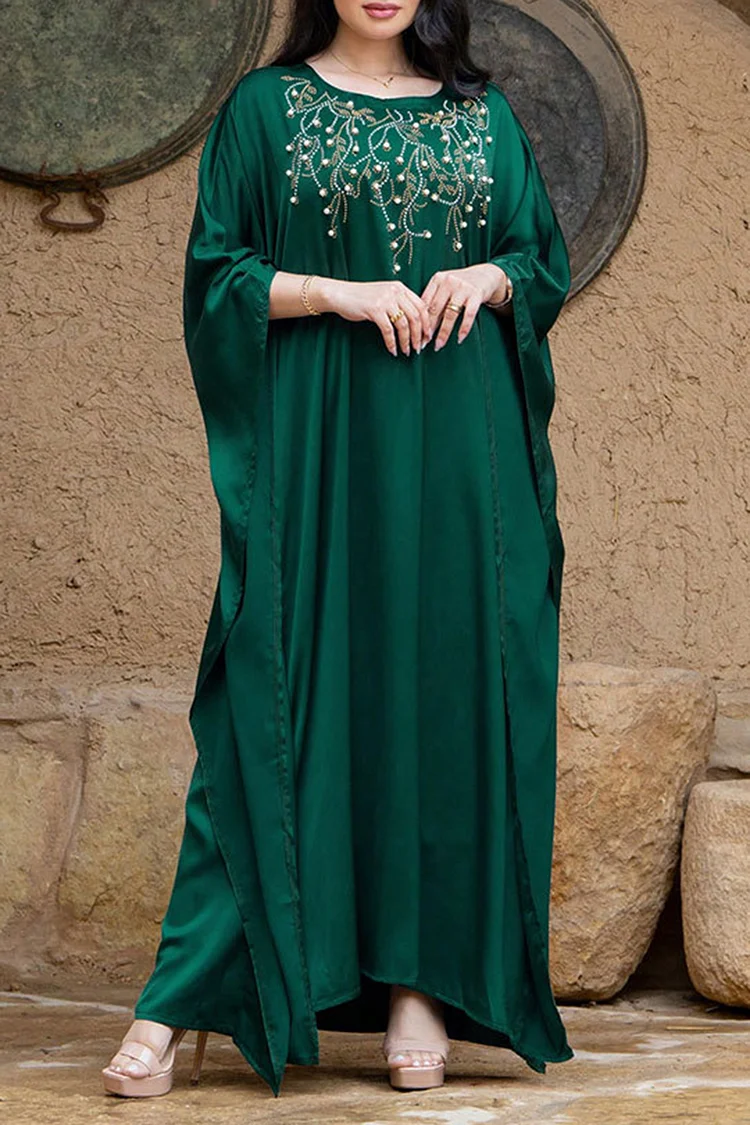 فيفيتش - فساتين ماكسي من الساتان مزينة بخرز مثقوب ساخن وأكمام واسعة - Image 3