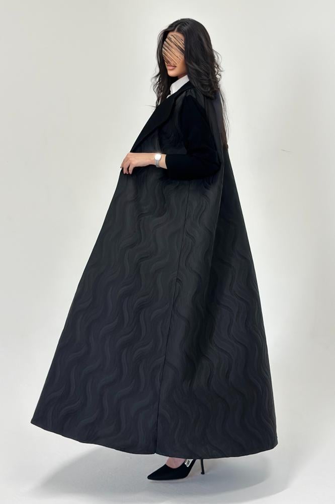 عبايات خمرة - عباية تفته مع كريب قصة نص كلوش - الصورة 2