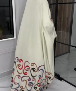 فيفيتش - طقم عباية بدون أكمام مطبوع عليه طبعة عربية وأكمام واسعة، قطعتين