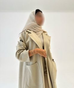 عبايات خمرة - عباية جوخ مع جيوب قصة ربع كلوش