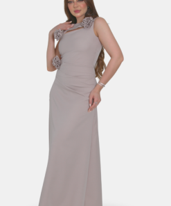 تريجر آيلاند - فستان ناعم بورود على الكتف والخصر