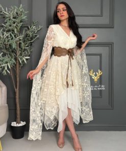 روز المها - فستان عيد دانتيل بأكمام