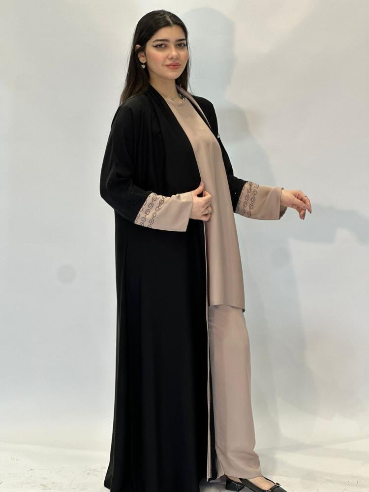 مارينا للعبايات - عباية السفر لحمي بكرستال - Image 2