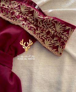 روز المها - فستان عودي مطرز بخيوط ذهبية