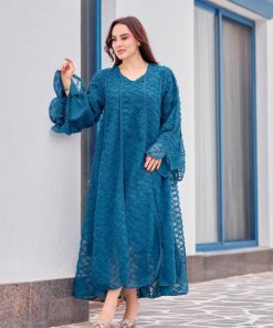 Alternative view of أوبرا فاشن - جلابية رمضان أنيقة بقصة انسيابية وأكمام واسعة بتصميم راقٍ