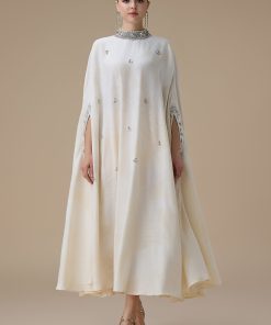 اكتان - جلابية ميدي كاب واسعة سكري بتطريزات كريستالية