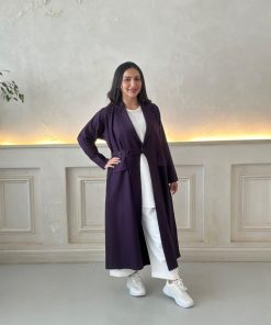 مارينا للعبايات - عباية السفر قصير لون موف