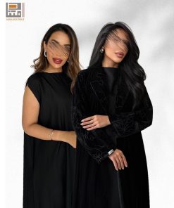 دار امتنان - بكج عباية سوداء شتوية بتطريز مميز و فستان أسود- 1601