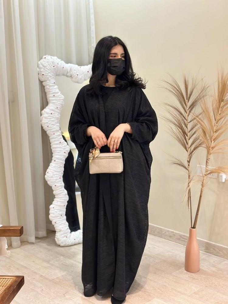 مارينا للعبايات - عباية فراشة دبل فيس لون اسود - الصورة 2