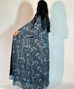 Alternative view of مارينا للعبايات - عباية شيفون مشجر تركوازي