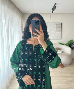 Alternative view of ورزان - جلابية راقية بـ كلفة مع فصوص باللون الأخضر