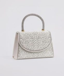 أوبرا فاشن - شنطة سهرة مرصعة بفصوص ولول لون بيج