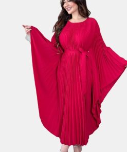 تريجر آيلاند - فستان ناعم بليسيه كسرات بأكمام واسعة