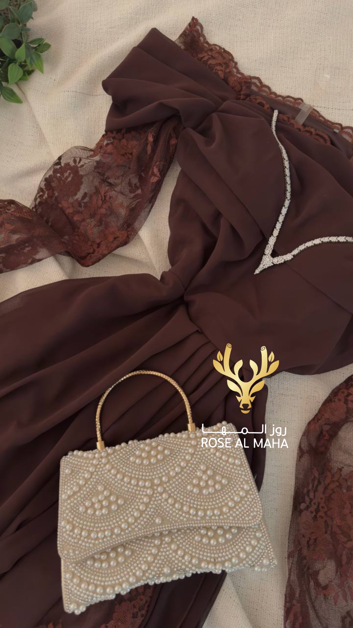 روز المها - فستان ناعم جورجيت اكماد دانتيل - Image 5