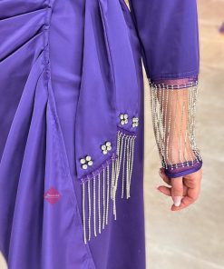 Alternative view of بينوش  - فستان ناعم ميدي باكمام مزينة بالكريستال