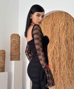 Alternative view of بينوش  - فستان سهرة دانتيل أنيق باكمام طويلة