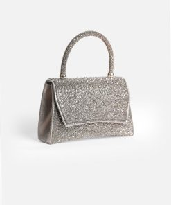 Alternative view of أوبرا فاشن - شنطة يد سهرة مرصعة بحبيبات زركون بتصميم فاخر لون رصاصي