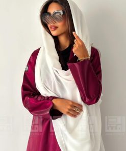 Alternative view of دار امتنان - عباية صيفية برقندي لامعة بقصة A Line من قماش الميكادو- 1452