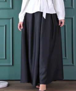 أوبرا فاشن - تنورة مدرسي قماش ستان حرير لون اسود