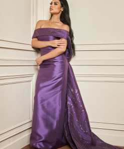 Alternative view of تريجر آيلاند - فستان سهرة طويل اوف شولدر بفيونكة من الخلف