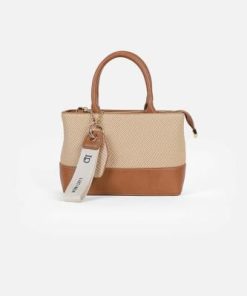 أوبرا فاشن - شنطة يد لوسيندا قماش وجلد بلون جملي أنيق