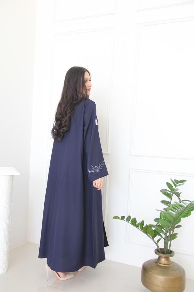 عباية بقماش سراميك كحلي مع شك انيق - Image 5