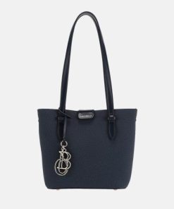 أوبرا فاشن - شنطة كريسبيلا مصنوعة من القماش المتين والجلد الفاخر لون كحلي