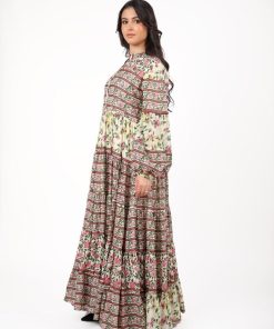 Alternative view of أوبرا فاشن - جلابية كويتية لون اخضر مشجرة مع سكارف