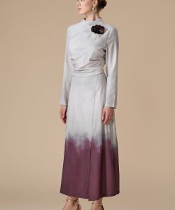 اكتان - فستان بيج طويل اومبريه