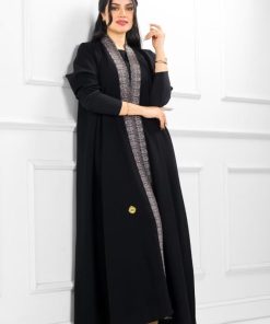 عبايات روزا - عباية اياقه نصف كلوش منسوجة من قماش الكريب الفاخر مع طرحتها