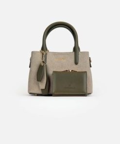 أوبرا فاشن - شنطة يد من كريسبلا ومحفظه داخليه لون زيتي