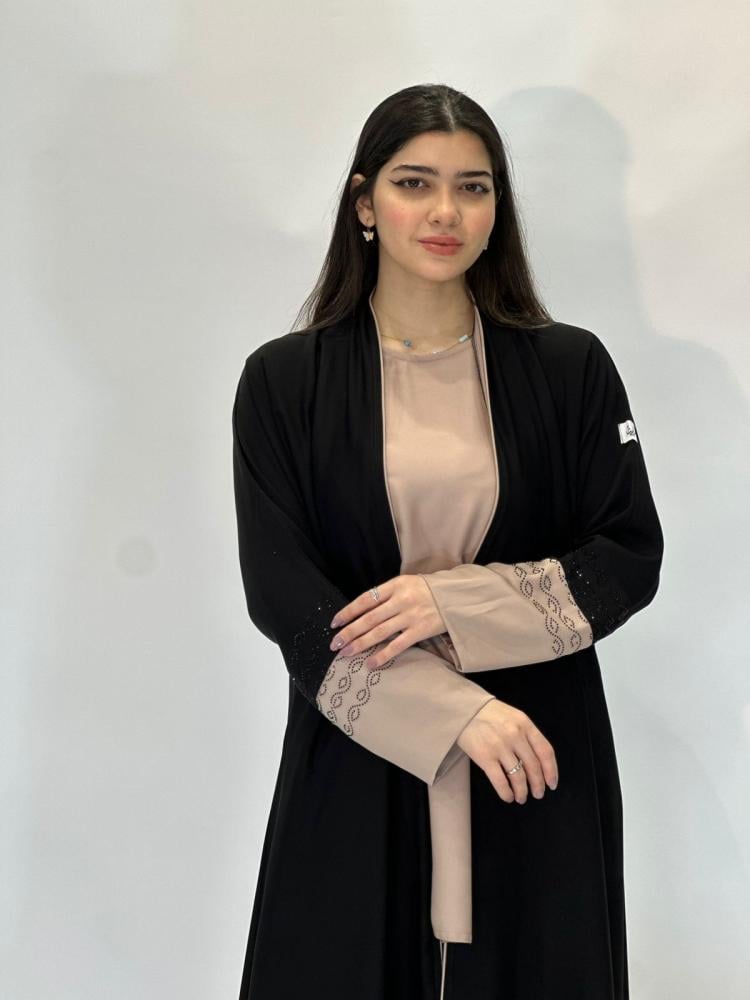 مارينا للعبايات - عباية السفر لحمي بكرستال - Image 3