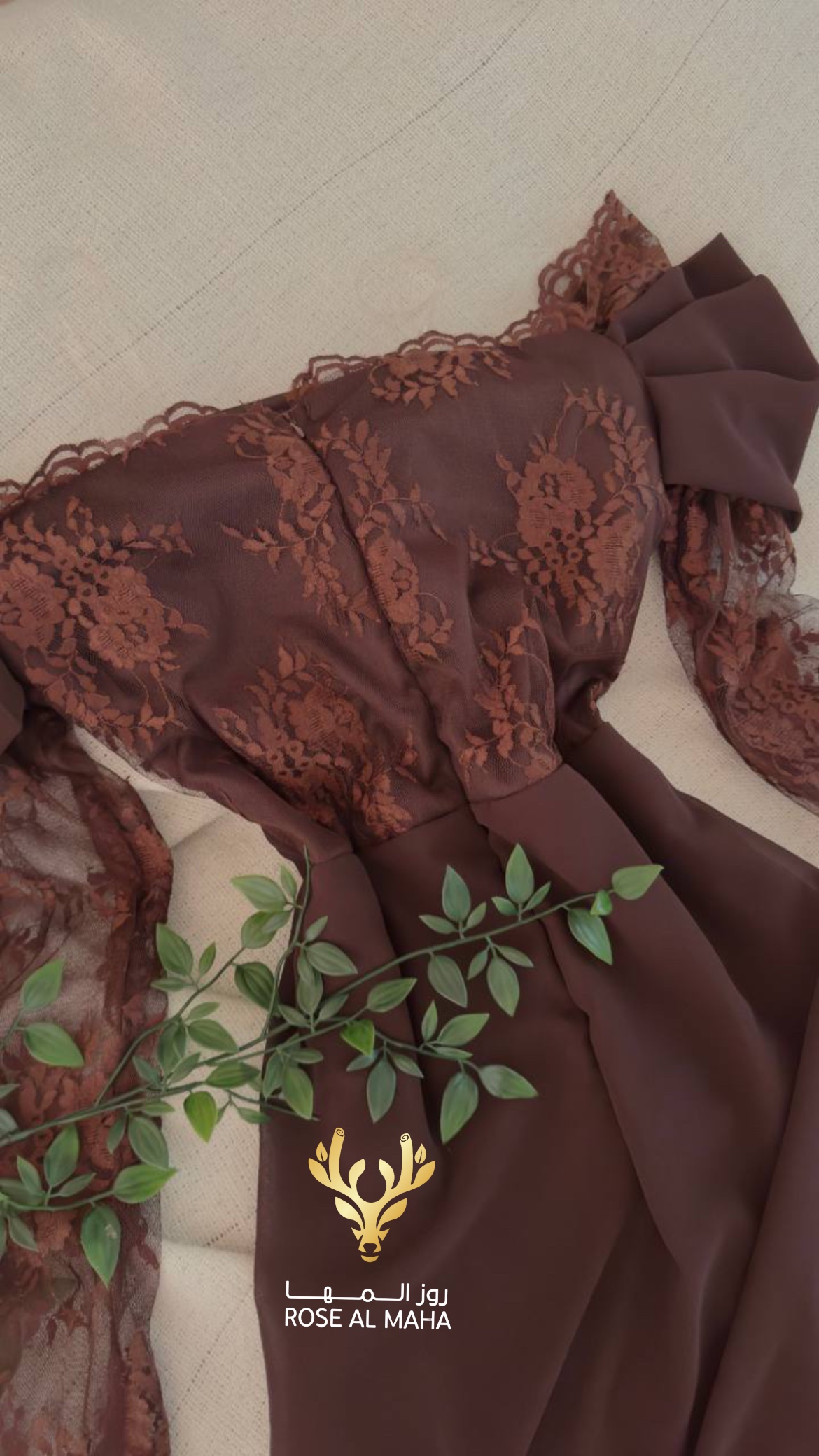 روز المها - فستان ناعم جورجيت اكماد دانتيل - Image 3