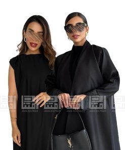 دار امتنان - بكج عباية تفتة سوداء أنيقة بتصميم عصري- 1513