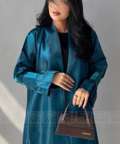 دار امتنان - عباية صيفية ميكادو لامع بتصميم أزرق مميز- 1451