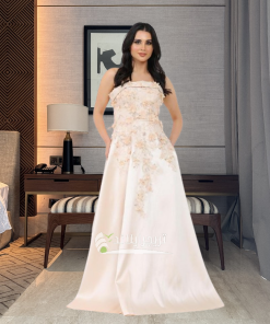 تريجر آيلاند - فستان سهرة نفاش اوف شولدر بورد طويل ميكادو