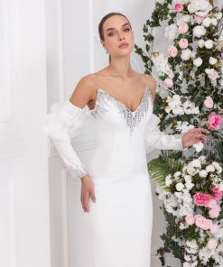 تريجر آيلاند - فستان سهرة فخم طويل تب باكمام منفصله