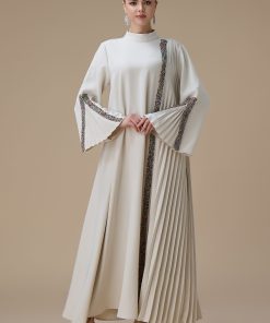 اكتان - جلابية طويلة سكري بكسرات أنيقة