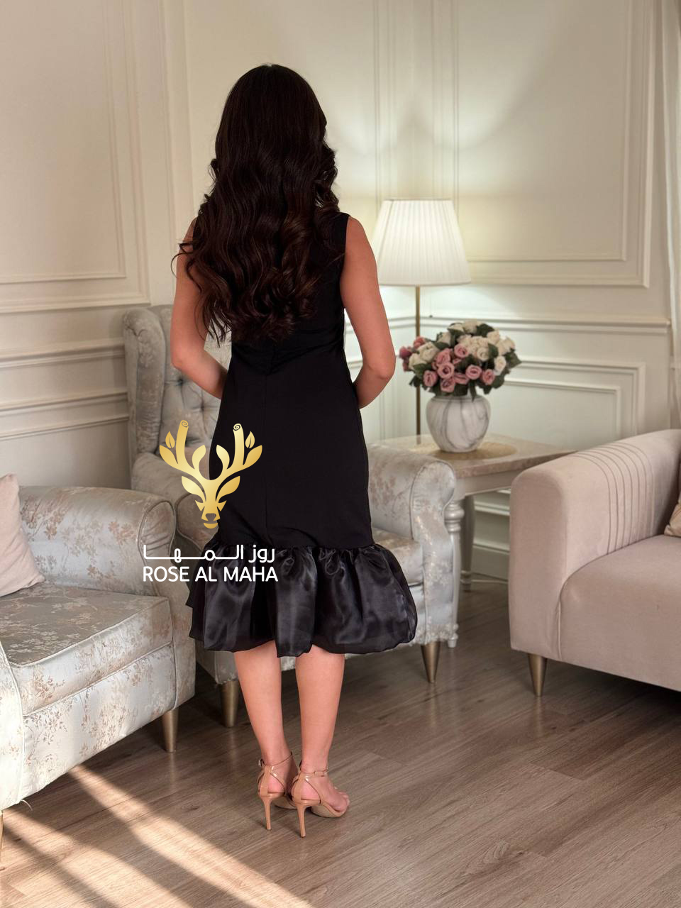 روز المها - فستان كريب مع اورجانزا مزين بالكرستال - Image 5